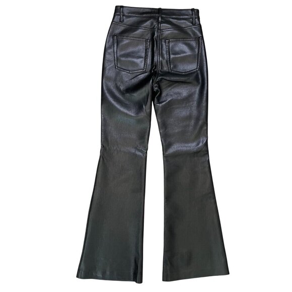 Wilfred Aritzia Faux Leather Flare Pants Black 00 XXS | Holiday Night Out Chic - Picture 3 of 12